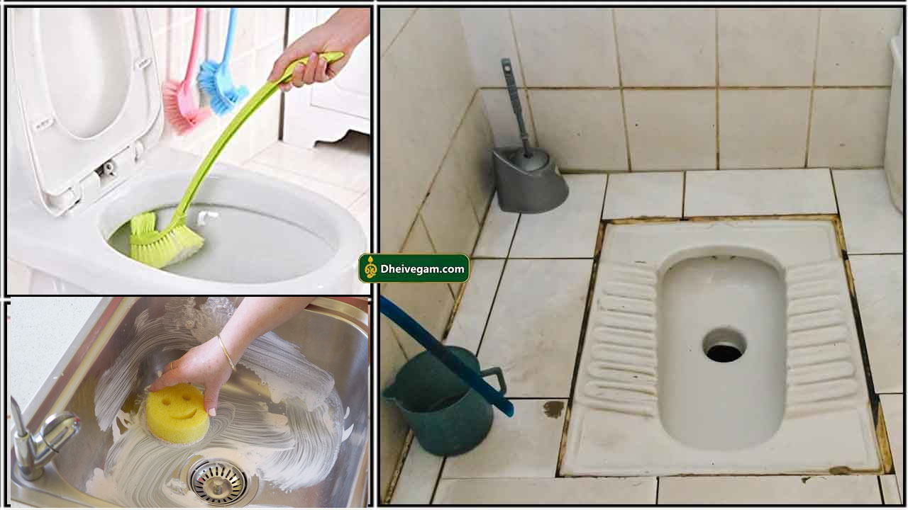 cleaning toilet sink