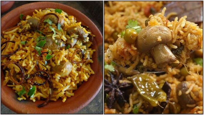 mushroom briyani