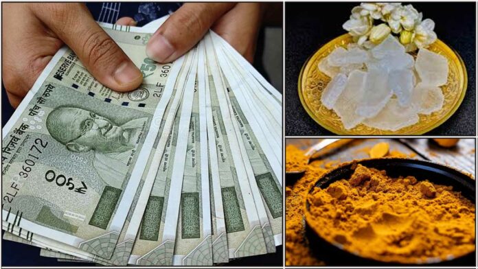 cash pachai karpuram manjal