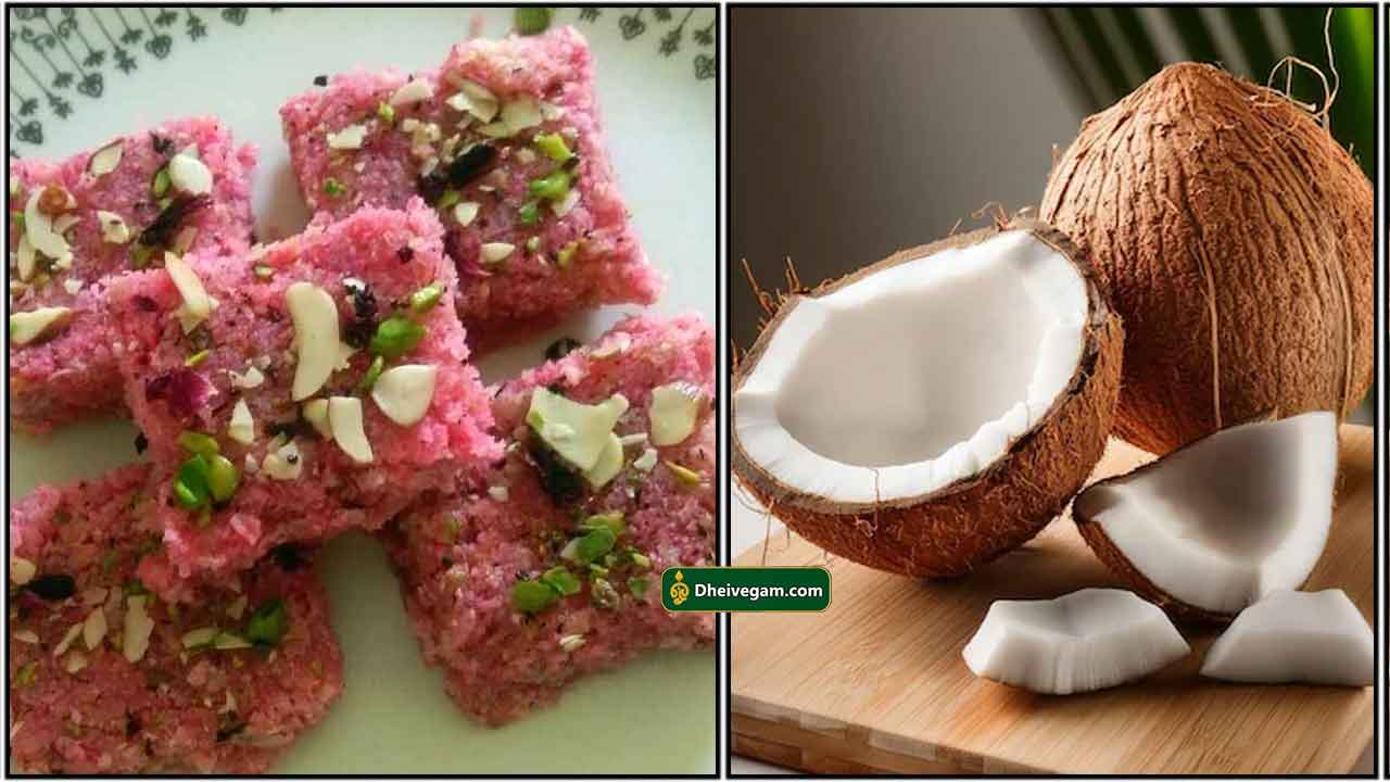 ரோஸ் பிஸ்தா தேங்காய் பர்பி